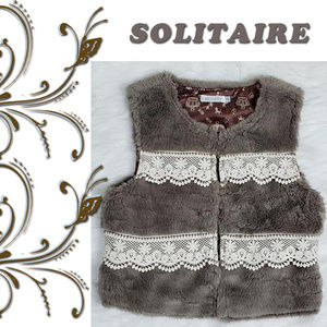 Solitaire🤩 Brown Faux Fur and Lace Vest Medium